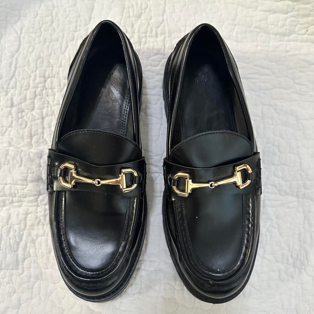 H&M black chunky loafers